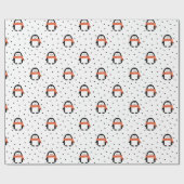 Cute Kerstwinter Penguin Wrapping Paper Cadeaupapier (Vlak)
