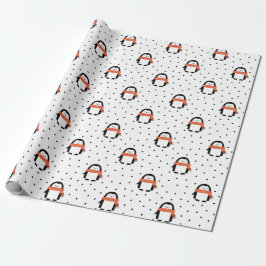 Cute Kerstwinter Penguin Wrapping Paper Cadeaupapier