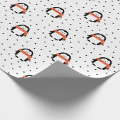 Cute Kerstwinter Penguin Wrapping Paper Cadeaupapier (Hoek)
