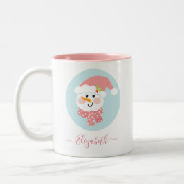 Cute Kerstwinter Snowman Face Tweekleurige Koffiemok