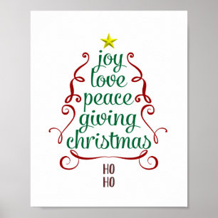 Cute Kerstwords Red Green Typografie Poster