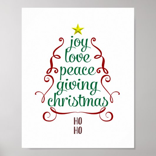 Cute Kerstwords Red Green Typografie Poster (Voorkant)