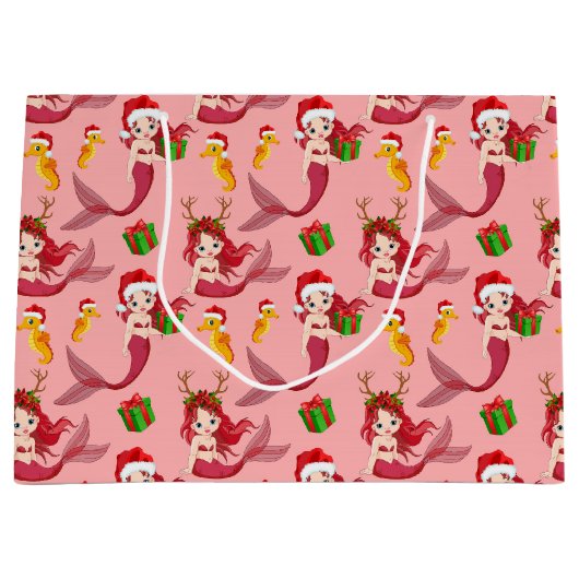 Cute-kerstzeepaardpatroon Groot Cadeauzakje (Voorkant)