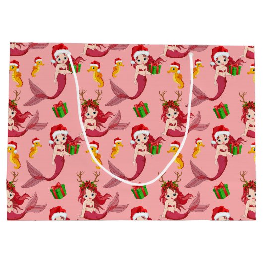 Cute-kerstzeepaardpatroon Groot Cadeauzakje (Achterkant)