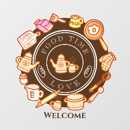 Cute Keuken Gereedschap Bruin Welkom Raam Sticker