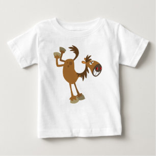 Cute Kicking Cartoon Horse Baby T-Shirt