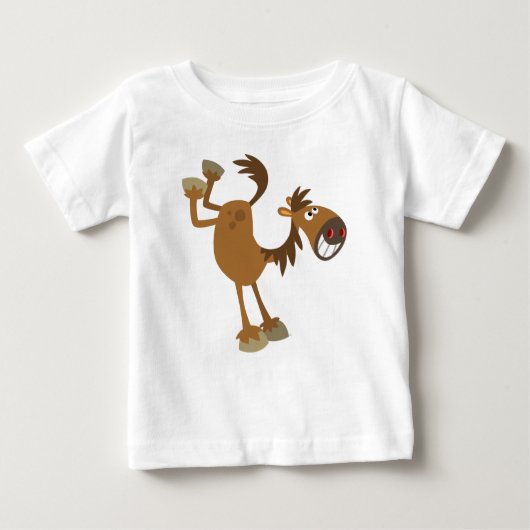 Cute Kicking Cartoon Horse Baby T-Shirt (Voorkant)
