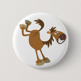 Cute Kicking Cartoon Horse Button Badge