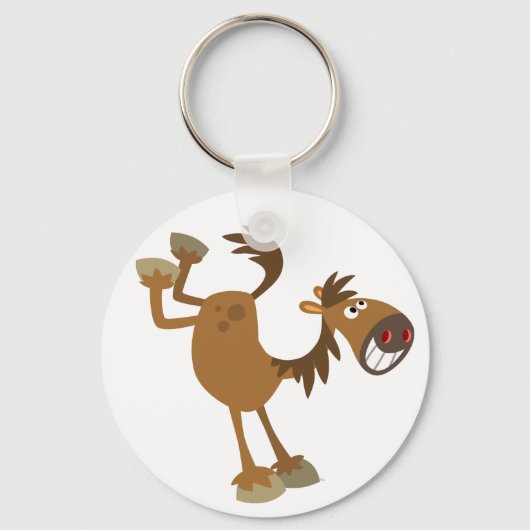 Cute Kicking Cartoon Horse Sleutelhanger (Voorkant)