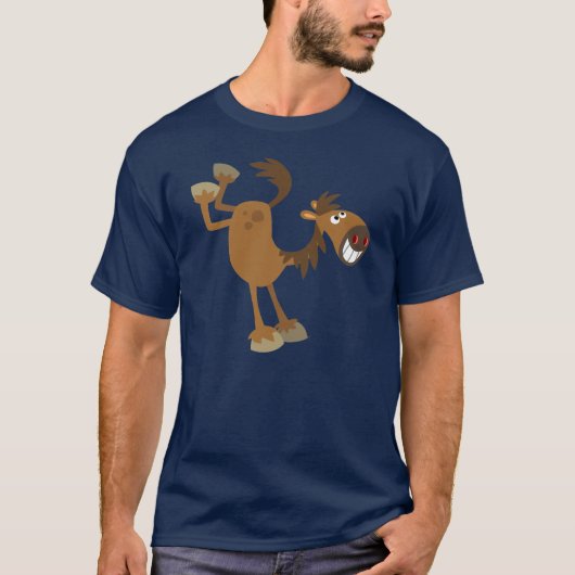 Cute Kicking Cartoon Horse T-Shirt (Voorkant)
