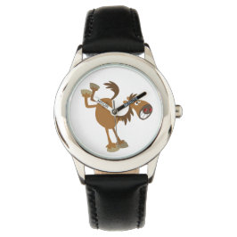 Cute Kicking Cartoon Horse Watch Horloge