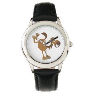 Cute Kicking Cartoon Horse Watch Horloge