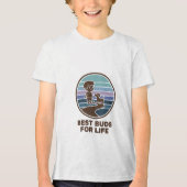 Cute kid and puppy on a road Tri-Blend shirt (Voorkant)