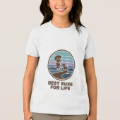 Cute kid and puppy on a road Tri-Blend shirt (Voorkant)