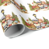 Cute Kid Christmas Carolers With Pets Cadeaupapier (Rol Hoek)