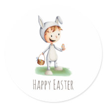 Cute Kid Rabbit Happy Easter Party