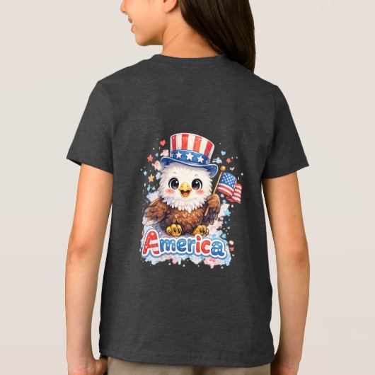 Cute Kids 4 juli shirt Little Firecracker USA (Achterkant)