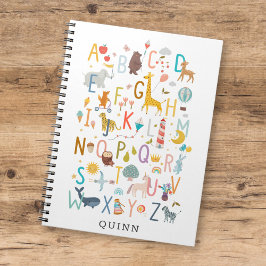 Cute Kids ABC Alfabet Illustratie met naam Notitieboek