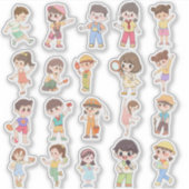 Cute Kids Activity Vinyl Stickers (Voorkant)