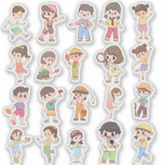 Cute Kids Activity Vinyl Stickers (Voorkant)