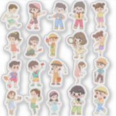 Cute Kids Activity Vinyl Stickers (Voorkant)