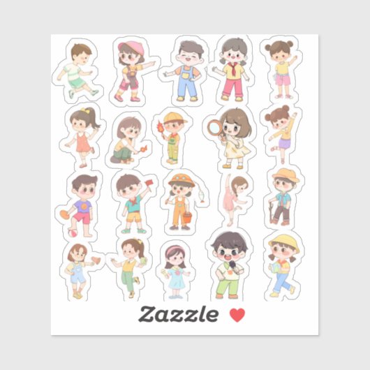 Cute Kids Activity Vinyl Stickers (Vel)