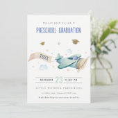 Cute Kids Airplane Sky Stars Preschool Graduation  Kaart (Staand voorkant)