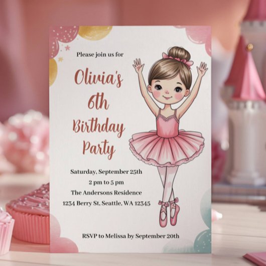 Cute Kids Ballerina Birthday Kaart