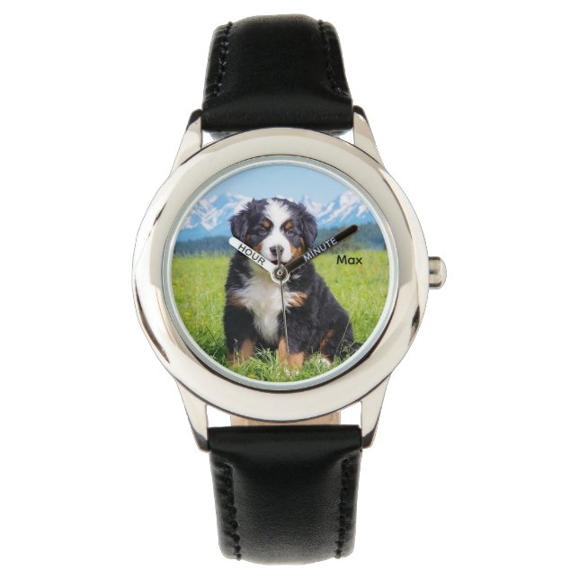 Cute Kid's Bernese Mountain Dog Personalized Horloge (Voorkant)