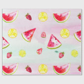 Cute KIds Birthday Watermelon Lemon Cadeaupapier (Vlak)