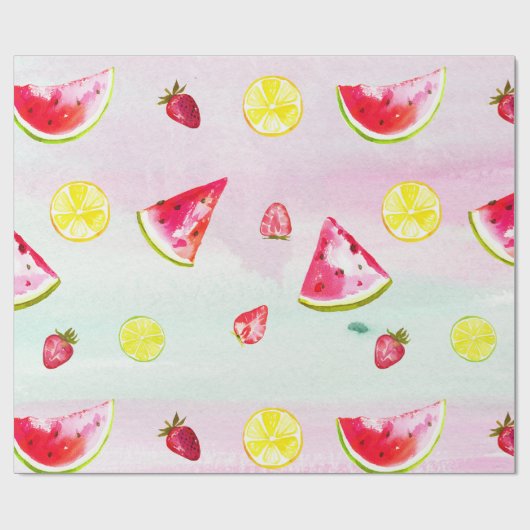 Cute KIds Birthday Watermelon Lemon Cadeaupapier (Vlak)