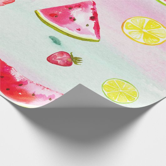 Cute KIds Birthday Watermelon Lemon Cadeaupapier (Hoek)