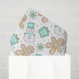 Cute Kids Blue Festive Christmas Gingerbread Tissuepapier