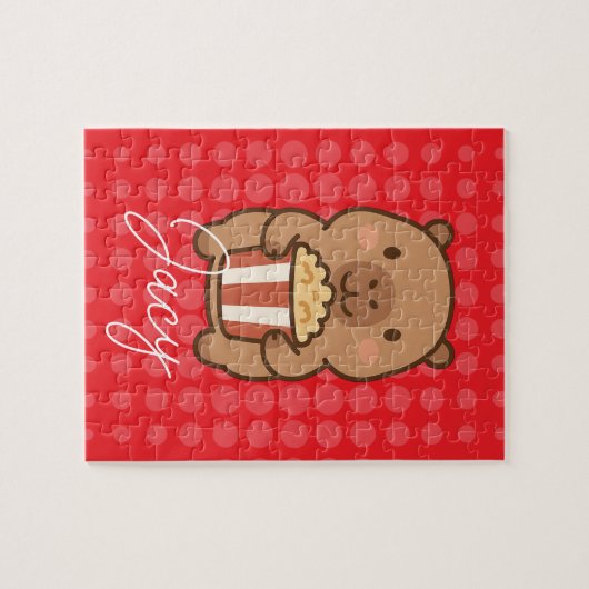 Cute Kids Capybara eating popcorn Legpuzzel (Horizontaal)