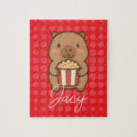 Cute Kids Capybara eating popcorn Legpuzzel<br><div class="desc">Cute Capy print puzzle for kids</div>