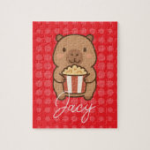 Cute Kids Capybara eating popcorn Legpuzzel (Verticaal)