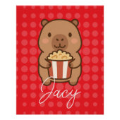 Cute Kids Capybara eating popcorn Perfect Poster (Voorkant)