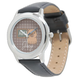 Cute Kids Capybara School Time Horloge