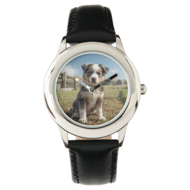Cute Kid's Cattle Dog Personalized Horloge (Voorkant)
