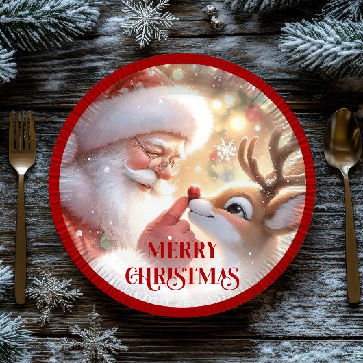 Cute Kids Christmas Dinner Plates Santa Rudolph Papieren Bordje
