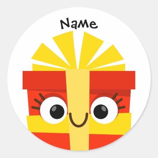 Cute Kids Christmas Gift Sticker with Personalize (Voorkant)