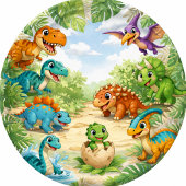 Cute Kids Dinosaur Birthday Ronde Sticker