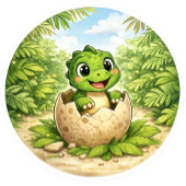 Cute Kids Dinosaur Hatchling Ronde Sticker