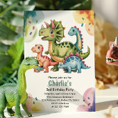 Cute Kids Dinosaur Theme 3rd Birthday Party  Kaart
