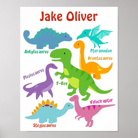 Cute Kids Dinosaurus Kinderkamer Poster (Voorkant)
