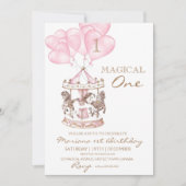 Cute Kid's Draaimolen Eenhoorn Meisjesachtig 1e Ve Kaart (Voorkant)