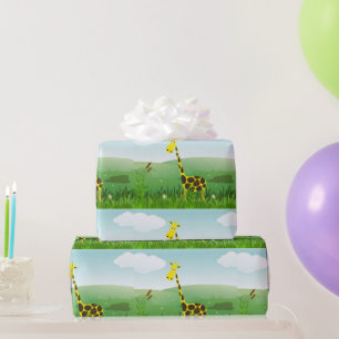 Cute Kids Giraffe Inpakpapier