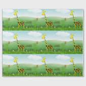 Cute Kids Giraffe Inpakpapier (Vlak)