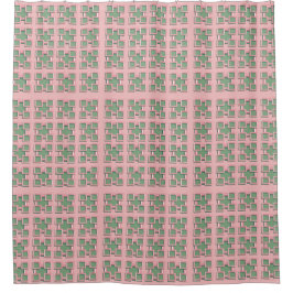 Cute Kid's Green and Pink Checkered Shower Curtain Douchegordijn