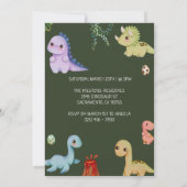 Cute Kids Groene Dino Verjaardagsfeestje Kaart (Achterkant)